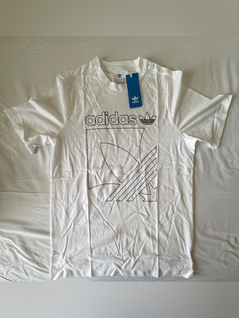 adidas White Short-Sleeve Trefoil Outline Graphic Tee